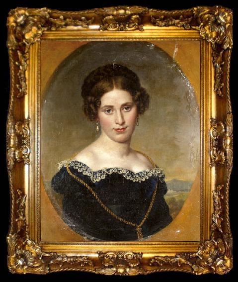 framed  Karl Jakob Theodor Leybold Portrait of a young woman, ta009-2